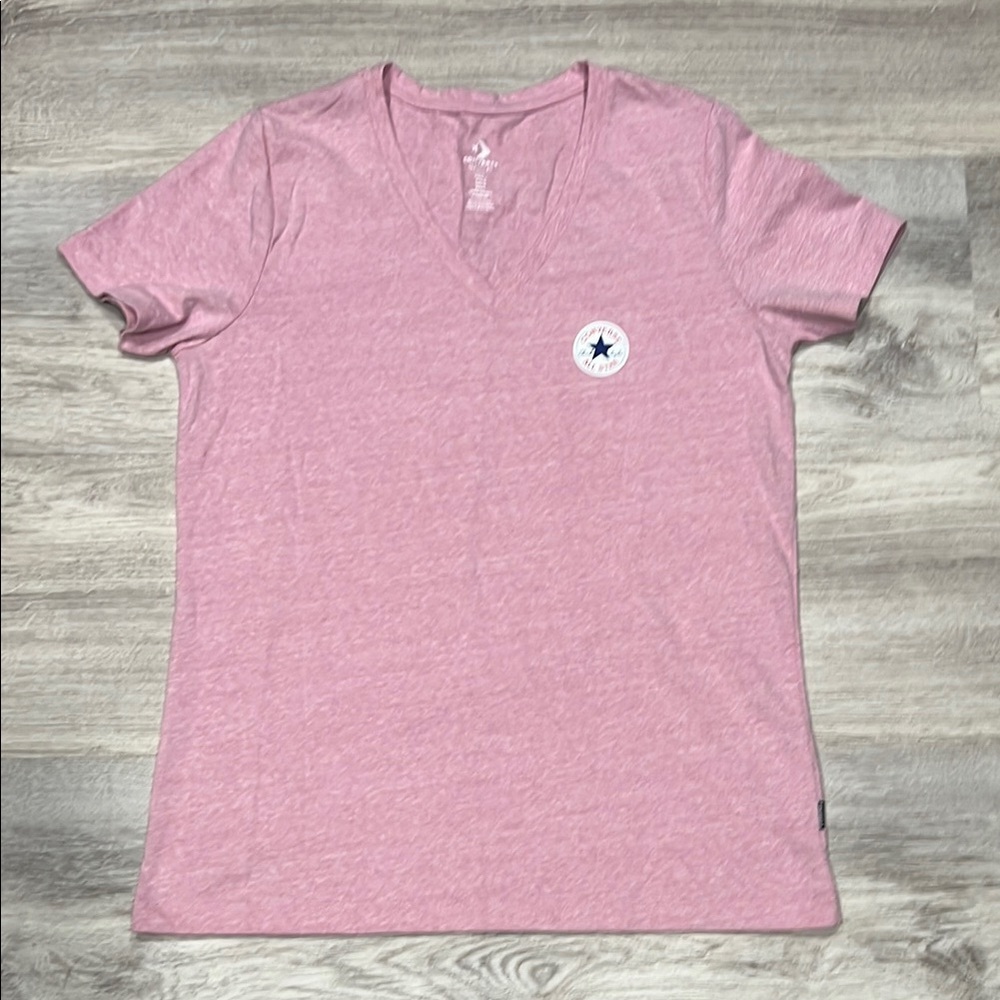 Converse Women's Pink V-Neck Classic Fit T-Shirt